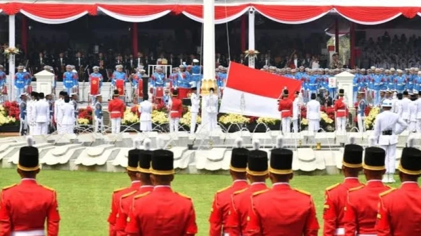 Ilustrasi pengibaran bendera Merah Putih